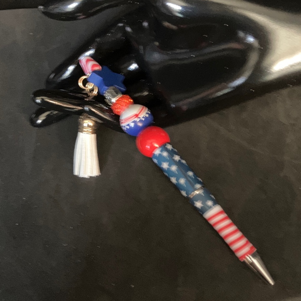 Patriotic Beaded Pen with Tassel